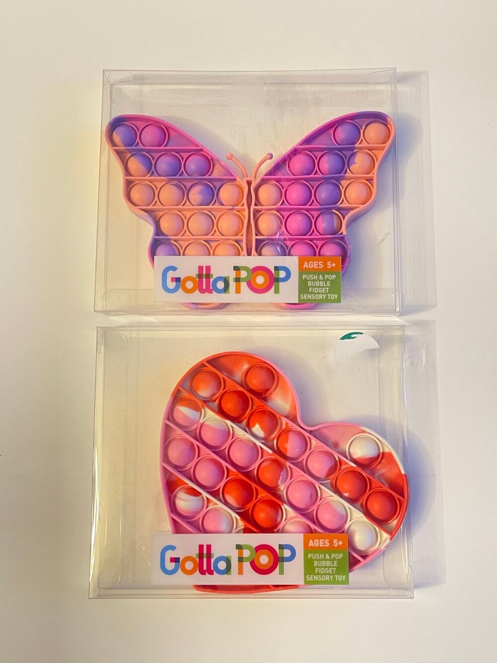 2 Push Pop It Bubble Silicone Sensory Toy Butterfly Heart Lot #1